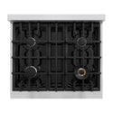 ZLINE 30 in. 4.2 cu. ft. Select Dual Fuel Range with 4 Burner Gas Cooktop and Electric Convection Oven in Stainless Steel with Black Matte Door (HDR-BLM-30)