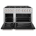 ZLINE 48 in. 6.7 cu. ft. Select Double Oven Gas Range with 8 Burner Cooktop in Stainless Steel with Black Matte Doors, Open Box-Great Condition