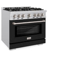 ZLINE 36 in. 5.2 cu. ft. Select Dual Fuel Range with 6 Burner Gas Cooktop and Electric Convection Oven in Stainless Steel with Black Matte Door, Open Box-Great Condition