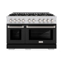 ZLINE 48 in. 6.7 cu. ft. Select Double Oven Dual Fuel Range with 8 Burner Gas Cooktop in Stainless Steel with Black Matte Doors, Open Box-Great Condition