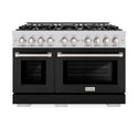 ZLINE 48 in. 6.7 cu. ft. Select Double Oven Dual Fuel Range with 8 Burner Gas Cooktop in Stainless Steel with Black Matte Doors, Open Box-Great Condition