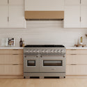 ZLINE 48 in. 6.7 cu. ft. Classic Double Oven Dual Fuel Range with 8 Burner Gas Cooktop in Stainless Steel, Open Box-Great Condition
