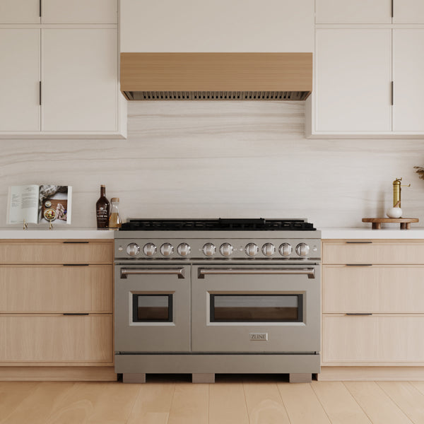 ZLINE 48 in. 6.7 cu. ft. Classic Double Oven Dual Fuel Range with 8 Burner Gas Cooktop in Stainless Steel, Open Box-Great Condition