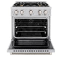 ZLINE 30 in. 4.2 cu. ft. Select Dual Fuel Range with Gas Cooktop and Electric Convection Oven in Stainless Steel with 4 Brass Burners, Open Box-Great Condition