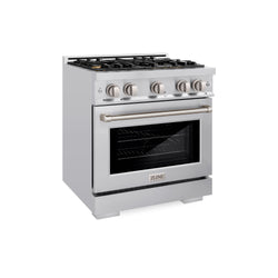 ZLINE 30 in. 4.2 cu. ft. Select Dual Fuel Range with Gas Cooktop and Electric Convection Oven in Stainless Steel with 4 Brass Burners (HDR-BR-30)