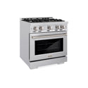 ZLINE 30 in. 4.2 cu. ft. Select Dual Fuel Range with 4 Burner Gas Cooktop and Electric Convection Oven in DuraSnow® Stainless Steel (HDRS-30)