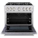 ZLINE 36 in. 5.2 cu. ft. Select Dual Fuel Range with 6 Burner Gas Cooktop and Electric Convection Oven in Stainless Steel (HDR36)