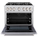 ZLINE 36 in. 5.2 cu. ft. Select Dual Fuel Range with 6 Burner Gas Cooktop and Electric Convection Oven in Stainless Steel, Open Box-Great Condition
