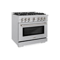 ZLINE 36 in. 5.2 cu. ft. Select Dual Fuel Range with 6 Burner Gas Cooktop and Electric Convection Oven in Stainless Steel (HDR36)