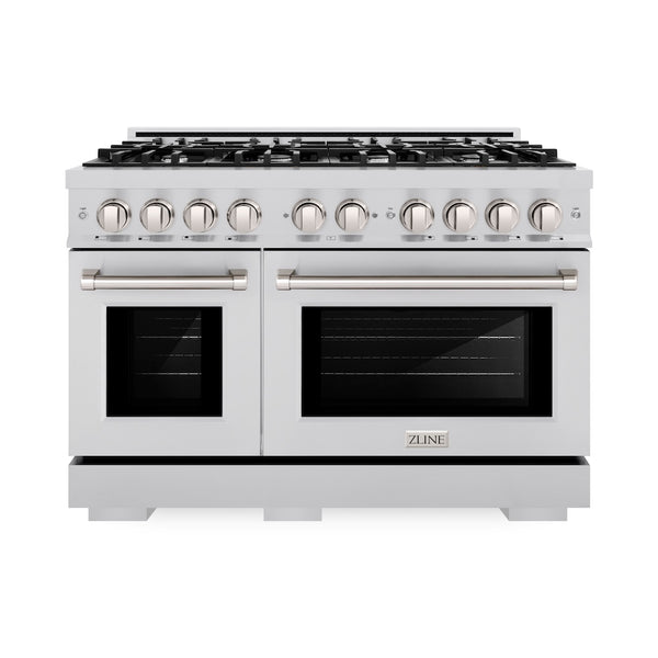 ZLINE 48 in. 6.7 cu. ft. Select Double Oven Dual Fuel Range with 8 Burner Gas Cooktop in Stainless Steel, Open Box-Great Condition