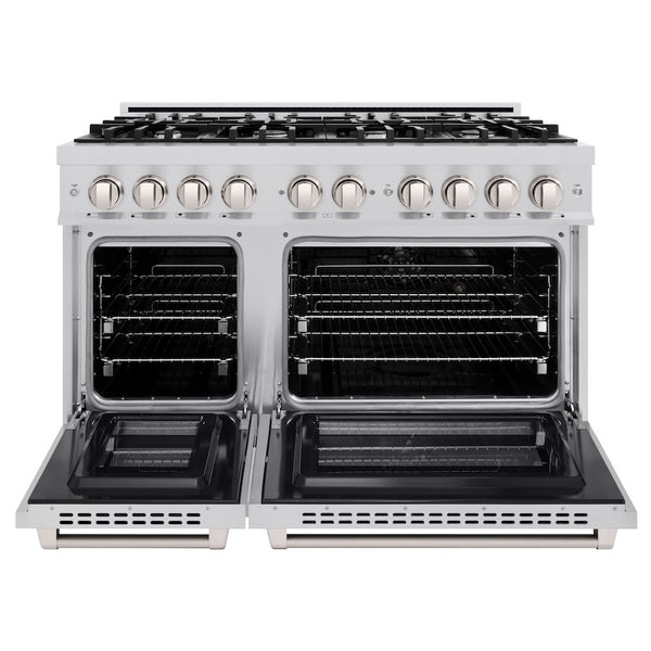 ZLINE 48 in. 6.7 cu. ft. Select Double Oven Dual Fuel Range with 8 Burner Gas Cooktop in Stainless Steel, Open Box-Great Condition