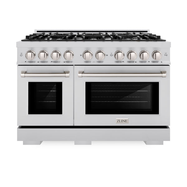 ZLINE 48 in. 6.7 cu. ft. Select Double Oven Dual Fuel Range with 8 Burner Gas Cooktop in Stainless Steel, Open Box-Great Condition