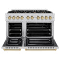 ZLINE Autograph Edition 48 in. 6.7 cu. ft. Select Double Oven Dual Fuel Range with 8 Burner Gas Cooktop in Stainless Steel and Champagne Bronze Accents, Open Box-Great Condition