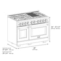 ZLINE Autograph Edition 48 in. 6.7 cu. ft. Select Double Oven Dual Fuel Range with 8 Burner Gas Cooktop in Stainless Steel with White Matte Doors and Champagne Bronze Accents, Open Box-Great Condition