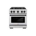 ZLINE Autograph Edition 30 in. 4.2 cu. ft. Select Dual Fuel Range with 4 Burner Gas Cooktop and Electric Convection Oven in Stainless Steel with Matte Black Accents, Open Box-Great Condition