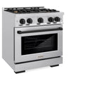 ZLINE Autograph Edition 30 in. 4.2 cu. ft. Select Dual Fuel Range with 4 Burner Gas Cooktop and Electric Convection Oven in Stainless Steel with Matte Black Accents, Open Box-Great Condition
