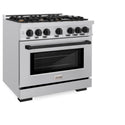 ZLINE Autograph Edition 36 in. 5.2 cu. ft. Select Dual Fuel Range with 6 Burner Gas Cooktop and Electric Convection Oven in Stainless Steel with Matte Black Accents (HDRZ-36-MB)