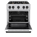 ZLINE Autograph Edition 30 in. 4.2 cu. ft. Select Dual Fuel Range with 4 Burner Gas Cooktop and Electric Convection Oven in Stainless Steel with White Matte Door and Matte Black Accents, Open Box-Great Condition