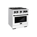 ZLINE Autograph Edition 36 in. 5.2 cu. ft. Select Dual Fuel Range with 6 Burner Gas Cooktop and Electric Convection Oven in Stainless Steel with White Matte Door and Matte Black Accents (HDRZ-WM-36-MB)