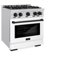 ZLINE Autograph Edition 30 in. 4.2 cu. ft. Select Dual Fuel Range with 4 Burner Gas Cooktop and Electric Convection Oven in Stainless Steel with White Matte Door and Matte Black Accents, Open Box-Great Condition