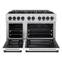 ZLINE Autograph Edition 48 in. 6.7 cu. ft. Select Double Oven Dual Fuel Range with 8 Burner Gas Cooktop in Stainless Steel with White Matte Door and Matte Black Accents, Open Box-Great Condition