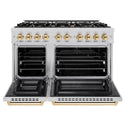 ZLINE Autograph Edition 48 in. 6.7 cu. ft. Select Double Oven Dual Fuel Range with 8 Burner Gas Cooktop in Stainless Steel and Polished Gold Accents, Open Box-Great Condition