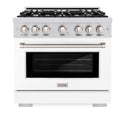 ZLINE 36 in. 5.2 cu. ft. Select Dual Fuel Range with 6 Burner Gas Cooktop and Electric Convection Oven in Stainless Steel with White Matte Door, Open Box-Great Condition