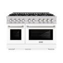 ZLINE 48 in. 6.7 cu. ft. Select Double Oven Dual Fuel Range with 8 Burner Gas Cooktop in Stainless Steel with White Matte Doors, Open Box-Great Condition