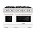 ZLINE 48 in. 6.7 cu. ft. Select Double Oven Dual Fuel Range with 8 Burner Gas Cooktop in Stainless Steel with White Matte Doors, Open Box-Great Condition