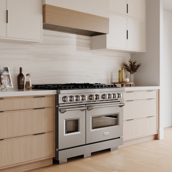 ZLINE 48 in. 6.7 cu. ft. Classic Double Oven Gas Range with 8 Burner Cooktop in Stainless Steel, Open Box-Great Condition