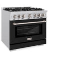 ZLINE 36 in. 5.2 cu. ft. Select Gas Range with 6 Burner Cooktop and Convection Gas Oven in Stainless Steel with Black Matte Door (HGR-BLM-36)