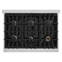 ZLINE 36 in. 5.2 cu. ft. Select Gas Range with 6 Burner Cooktop and Convection Gas Oven in Stainless Steel with Black Matte Door (HGR-BLM-36)