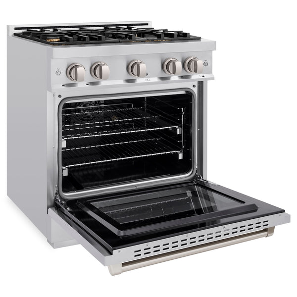 ZLINE 30 in. 4.2 cu. ft. Select Gas Range with Convection Gas Oven in Stainless Steel with 4 Brass Burners, Open Box-Great Condition