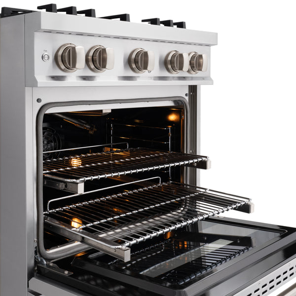 ZLINE 30 in. 4.2 cu. ft. Select Gas Range with Convection Gas Oven in Stainless Steel with 4 Brass Burners (HGR-BR-30)