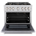 ZLINE 36 in. 5.2 cu. ft. Select Gas Range with Convection Gas Oven in Stainless Steel with 6 Brass Burners (HGR-BR-36)