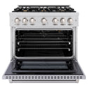 ZLINE 36 in. 5.2 cu. ft. Select Gas Range with Convection Gas Oven in Stainless Steel with 6 Brass Burners, Open Box-Great Condition