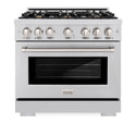 ZLINE 36 in. 5.2 cu. ft. Select Gas Range with Convection Gas Oven in Stainless Steel with 6 Brass Burners, Open Box-Great Condition