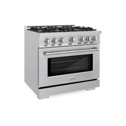 ZLINE 36 in. 5.2 cu. ft. Select Gas Range with Convection Gas Oven in Stainless Steel with 6 Brass Burners, Open Box-Great Condition