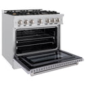 ZLINE 36 in. 5.2 cu. ft. Select Gas Range with Convection Gas Oven in Stainless Steel with 6 Brass Burners, Open Box-Great Condition