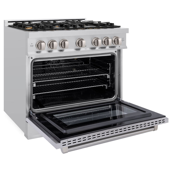 ZLINE 36 in. 5.2 cu. ft. Select Gas Range with Convection Gas Oven in Stainless Steel with 6 Brass Burners, Open Box-Great Condition