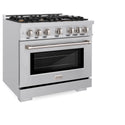 ZLINE 36 in. 5.2 cu. ft. Select Gas Range with Convection Gas Oven in Stainless Steel with 6 Brass Burners, Open Box-Great Condition