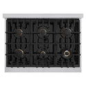 ZLINE 36 in. 5.2 cu. ft. Select Gas Range with Convection Gas Oven in Stainless Steel with 6 Brass Burners, Open Box-Great Condition