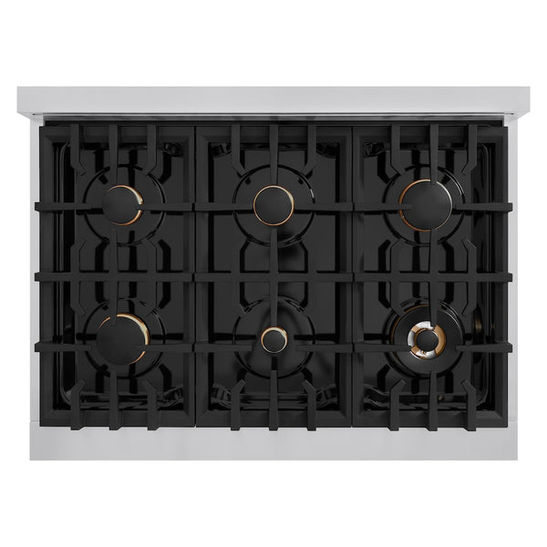ZLINE 36 in. 5.2 cu. ft. Select Gas Range with Convection Gas Oven in Stainless Steel with 6 Brass Burners, Open Box-Great Condition
