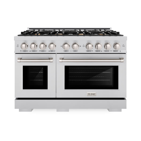 ZLINE 48 in. 6.7 cu. ft. Select Double Oven Gas Range in Stainless Steel with 8 Brass Burners, Open Box-Great Condition