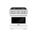 ZLINE 30 in. 4.2 cu. ft. Select Gas Range with 4 Burner Cooktop and Convection Gas Oven in Stainless Steel with White Matte Door (HGR-WM-30)