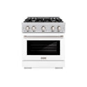 ZLINE 30 in. 4.2 cu. ft. Select Gas Range with 4 Burner Cooktop and Convection Gas Oven in Stainless Steel with White Matte Door, Open Box-Great Condition