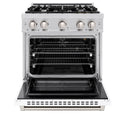 ZLINE 30 in. 4.2 cu. ft. Select Gas Range with 4 Burner Cooktop and Convection Gas Oven in Stainless Steel with White Matte Door (HGR-WM-30)