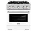 ZLINE 30 in. 4.2 cu. ft. Select Gas Range with 4 Burner Cooktop and Convection Gas Oven in Stainless Steel with White Matte Door (HGR-WM-30)