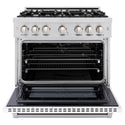 ZLINE 36 in. 5.2 cu. ft. Select Gas Range with 6 Burner Cooktop and Convection Gas Oven in Stainless Steel with White Matte Door (HGR-WM-36)