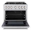 ZLINE 36 in. 5.2 cu. ft. Select Gas Range with 6 Burner Cooktop and Convection Gas Oven in Stainless Steel with White Matte Door, Open Box-Great Condition